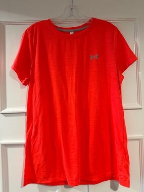 Women’s Under Armour Threadborne Short Sleeve Crew T Shirt Orange / Coral Large